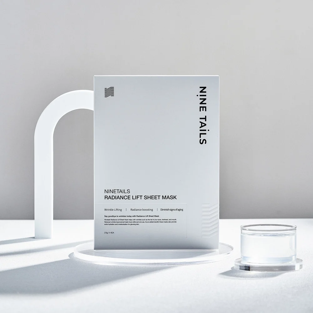 NINE TAILS Radiance Lift Sheet Mask intensyviai drėkinanti ir odos komfortą palaikanti lakštinė veido kaukė, 23 g (1 vnt.)