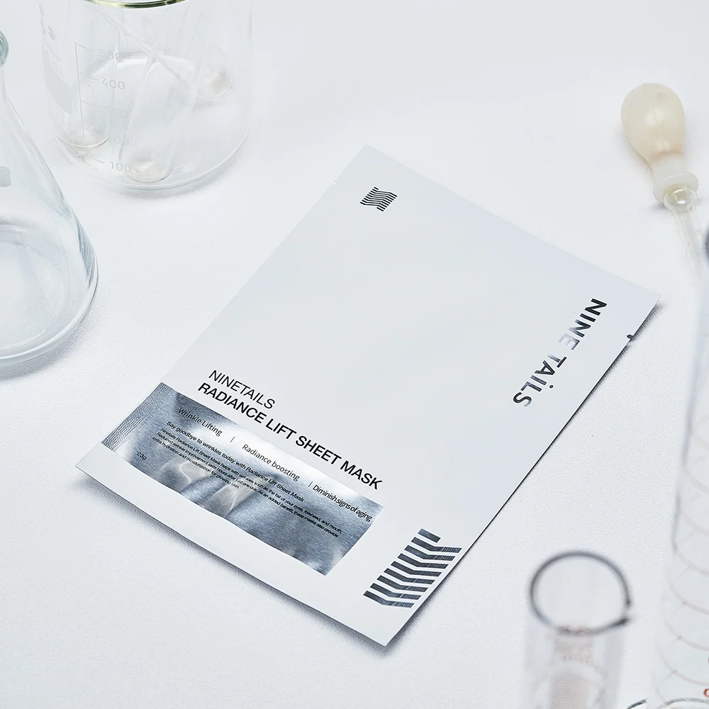 NINE TAILS Radiance Lift Sheet Mask intensyviai drėkinanti ir odos komfortą palaikanti lakštinė veido kaukė, 23 g (1 vnt.) - Image 4